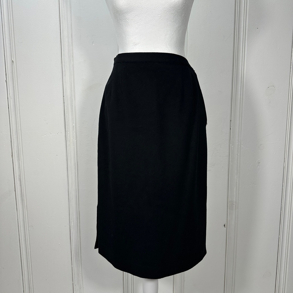 Vintage 1950s Black Wool Pencil Skirt ILGWU Union Made Talon Zipper 30 Waist